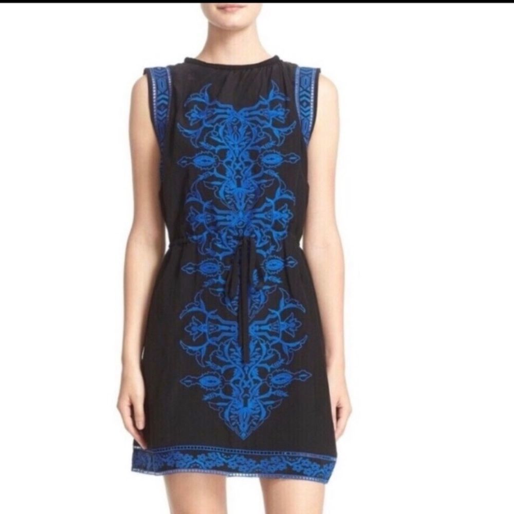 Rebecca Taylor Dress Silk Floral Embroidered
